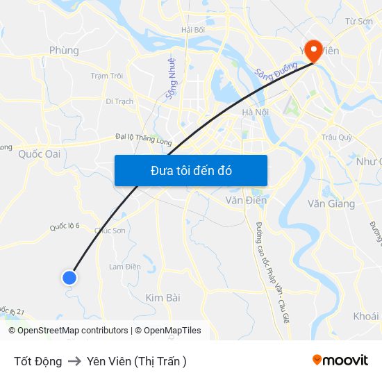 Tốt Động to Yên Viên (Thị Trấn ) map