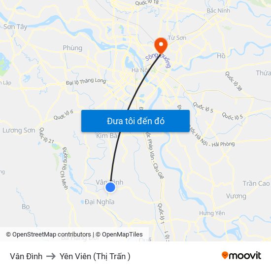 Vân Đình to Yên Viên (Thị Trấn ) map