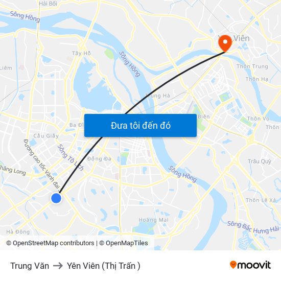 Trung Văn to Yên Viên (Thị Trấn ) map