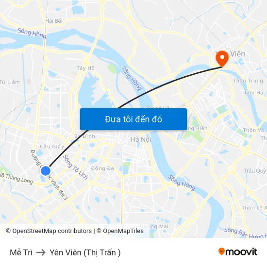 Mễ Trì to Yên Viên (Thị Trấn ) map
