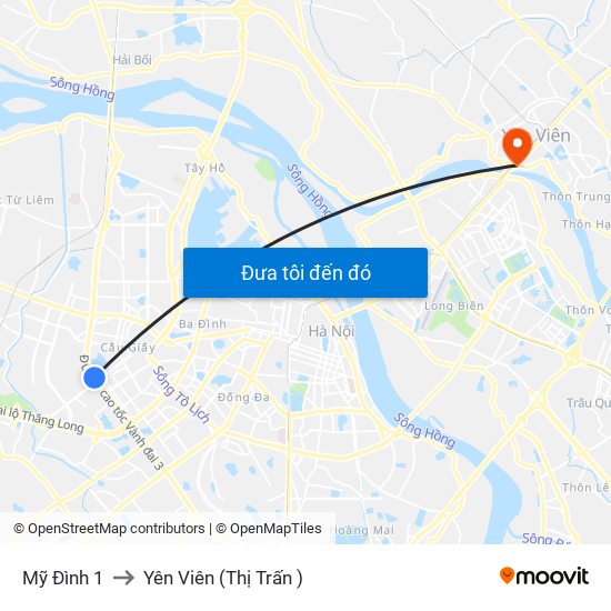 Mỹ Đình 1 to Yên Viên (Thị Trấn ) map