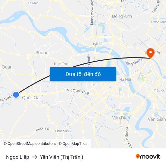 Ngọc Liệp to Yên Viên (Thị Trấn ) map