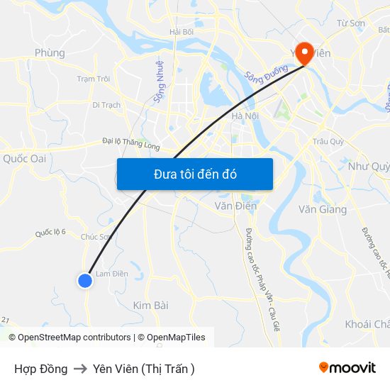 Hợp Đồng to Yên Viên (Thị Trấn ) map