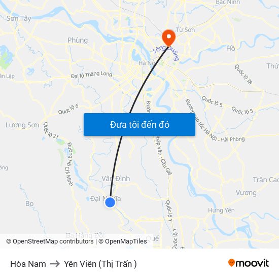 Hòa Nam to Yên Viên (Thị Trấn ) map