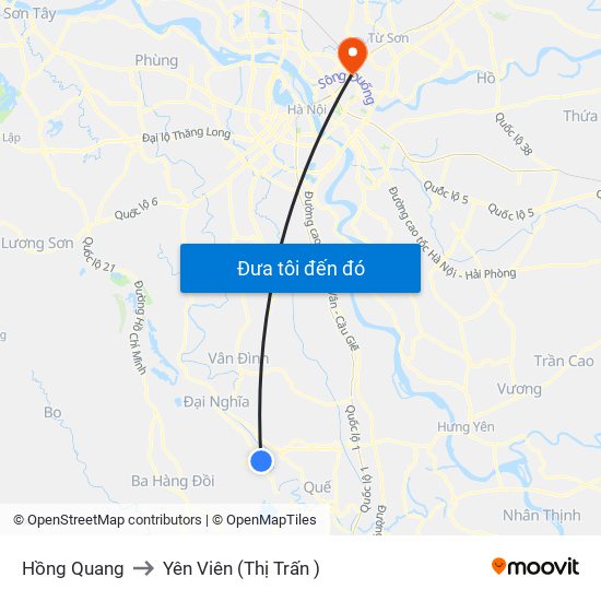 Hồng Quang to Yên Viên (Thị Trấn ) map