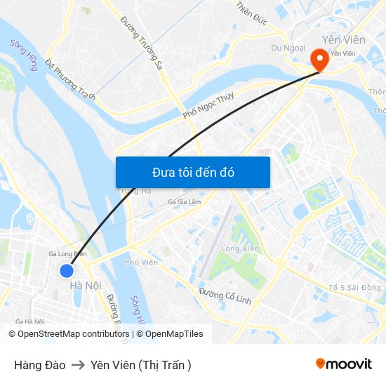 Hàng Đào to Yên Viên (Thị Trấn ) map