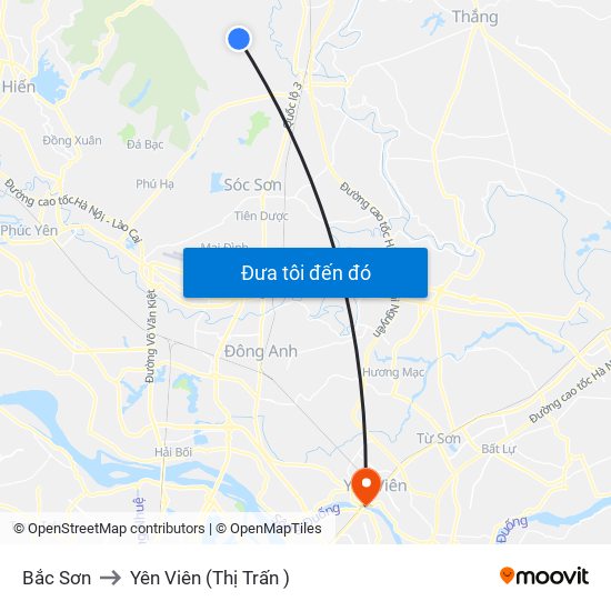 Bắc Sơn to Yên Viên (Thị Trấn ) map