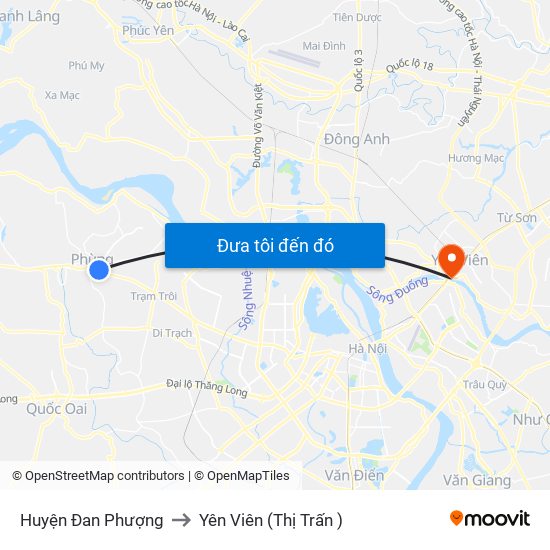 Huyện Đan Phượng to Yên Viên (Thị Trấn ) map