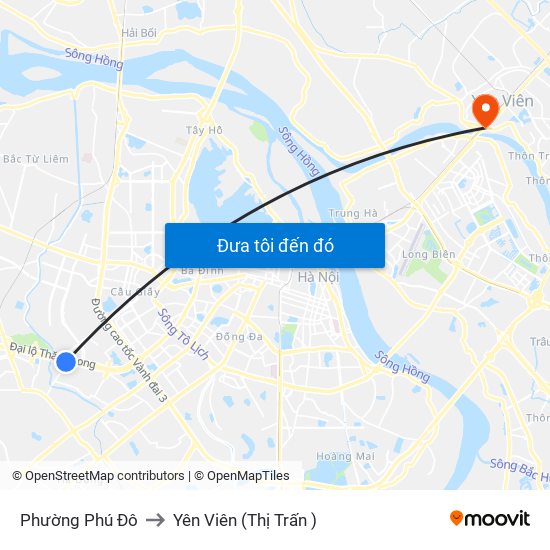 Phường Phú Đô to Yên Viên (Thị Trấn ) map
