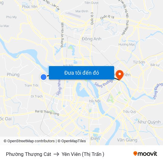 Phường Thượng Cát to Yên Viên (Thị Trấn ) map