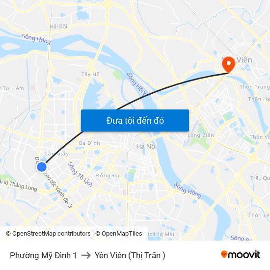 Phường Mỹ Đình 1 to Yên Viên (Thị Trấn ) map