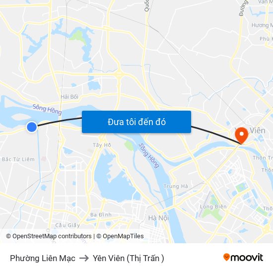 Phường Liên Mạc to Yên Viên (Thị Trấn ) map