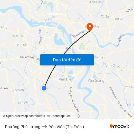 Phường Phú Lương to Yên Viên (Thị Trấn ) map