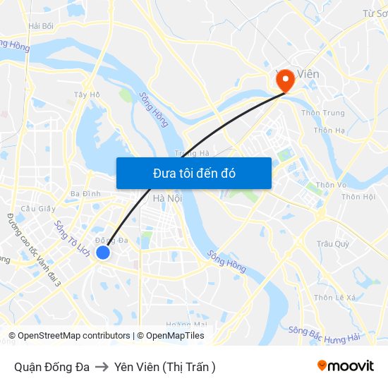 Quận Đống Đa to Yên Viên (Thị Trấn ) map