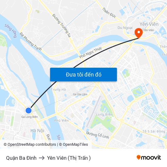 Quận Ba Đình to Yên Viên (Thị Trấn ) map