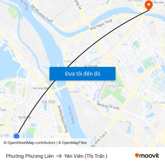 Phường Phương Liên to Yên Viên (Thị Trấn ) map