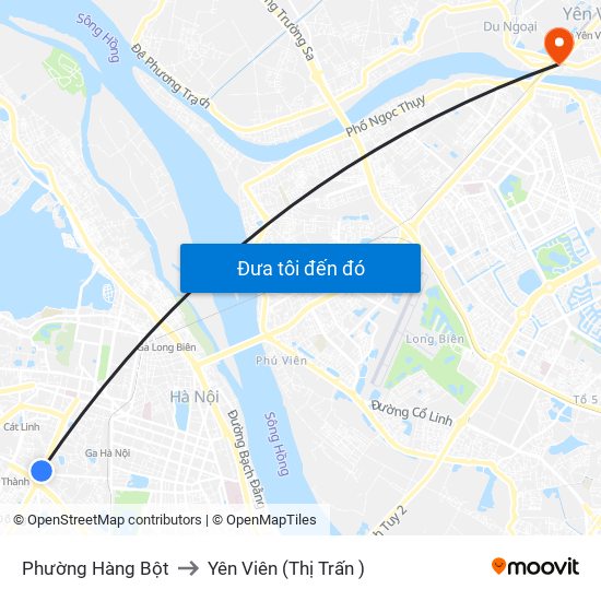 Phường Hàng Bột to Yên Viên (Thị Trấn ) map