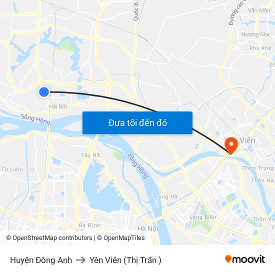 Huyện Đông Anh to Yên Viên (Thị Trấn ) map