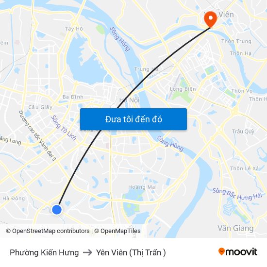 Phường Kiến Hưng to Yên Viên (Thị Trấn ) map