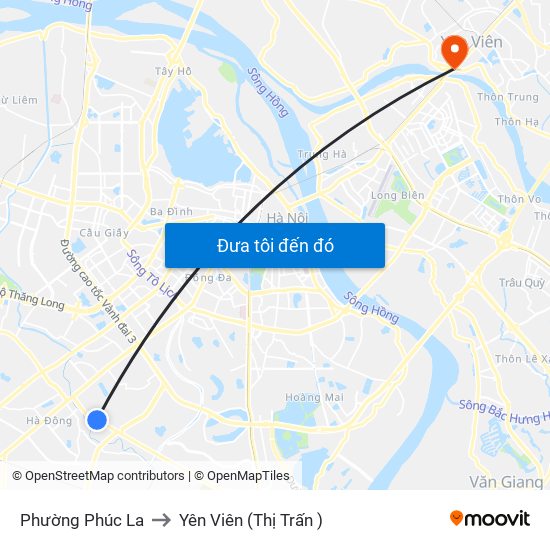 Phường Phúc La to Yên Viên (Thị Trấn ) map