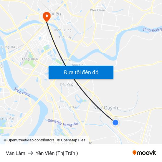 Văn Lâm to Yên Viên (Thị Trấn ) map
