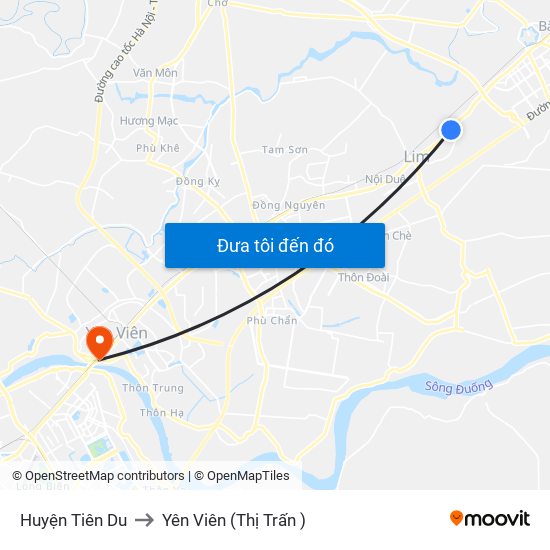 Huyện Tiên Du to Yên Viên (Thị Trấn ) map