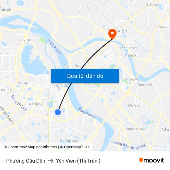 Phường Cầu Dền to Yên Viên (Thị Trấn ) map