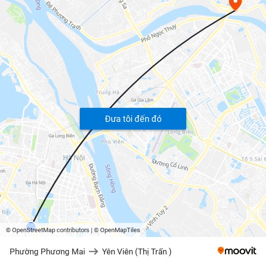 Phường Phương Mai to Yên Viên (Thị Trấn ) map
