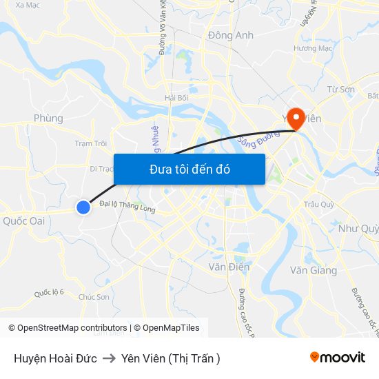 Huyện Hoài Đức to Yên Viên (Thị Trấn ) map