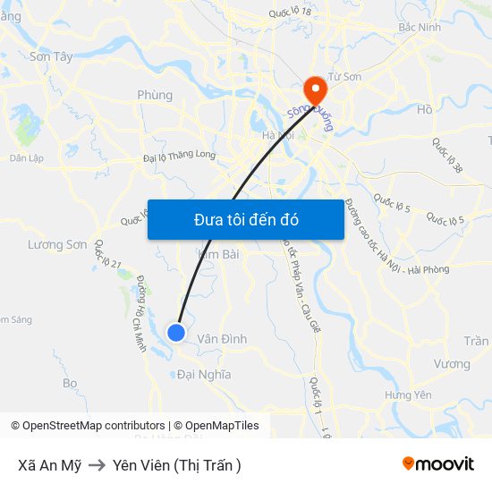 Xã An Mỹ to Yên Viên (Thị Trấn ) map