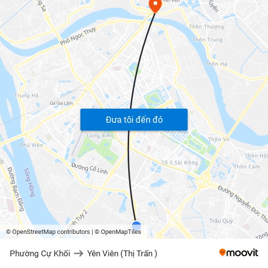 Phường Cự Khối to Yên Viên (Thị Trấn ) map