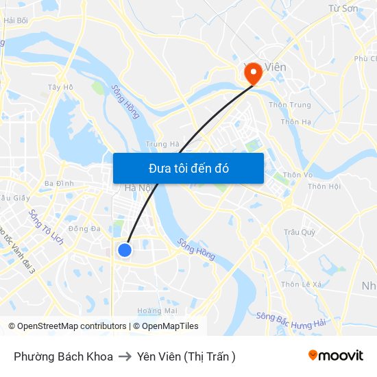 Phường Bách Khoa to Yên Viên (Thị Trấn ) map