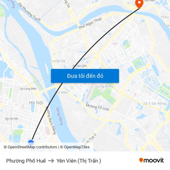 Phường Phố Huế to Yên Viên (Thị Trấn ) map