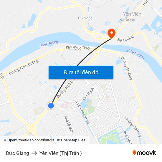 Đức Giang to Yên Viên (Thị Trấn ) map