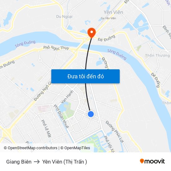 Giang Biên to Yên Viên (Thị Trấn ) map