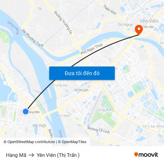 Hàng Mã to Yên Viên (Thị Trấn ) map