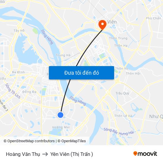 Hoàng Văn Thụ to Yên Viên (Thị Trấn ) map