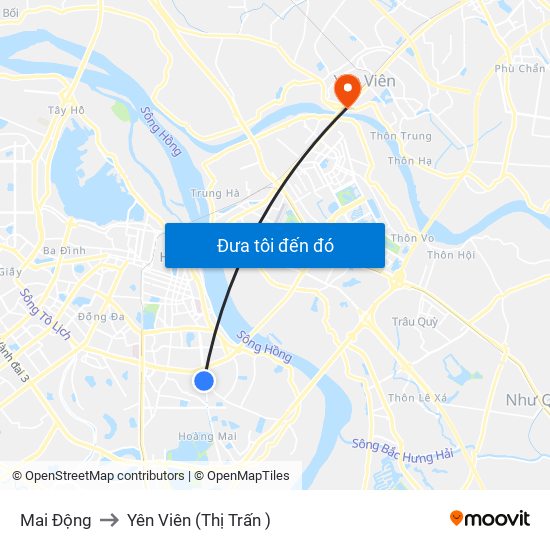 Mai Động to Yên Viên (Thị Trấn ) map