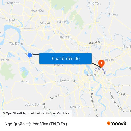 Ngô Quyền to Yên Viên (Thị Trấn ) map