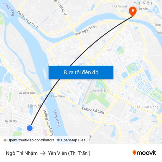 Ngô Thì Nhậm to Yên Viên (Thị Trấn ) map