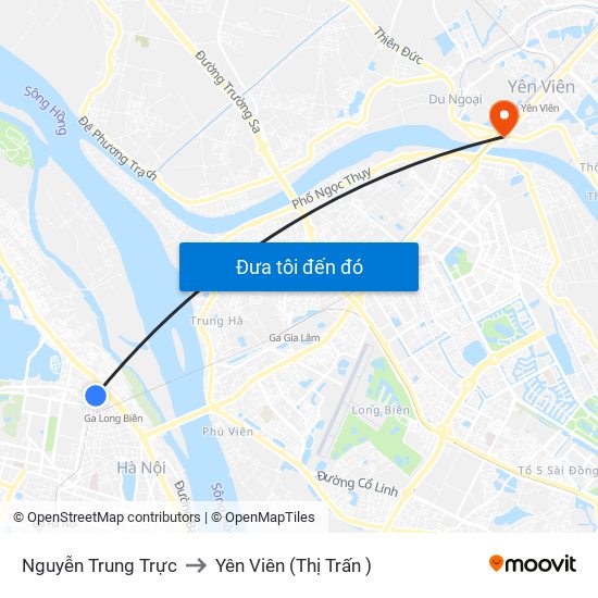Nguyễn Trung Trực to Yên Viên (Thị Trấn ) map