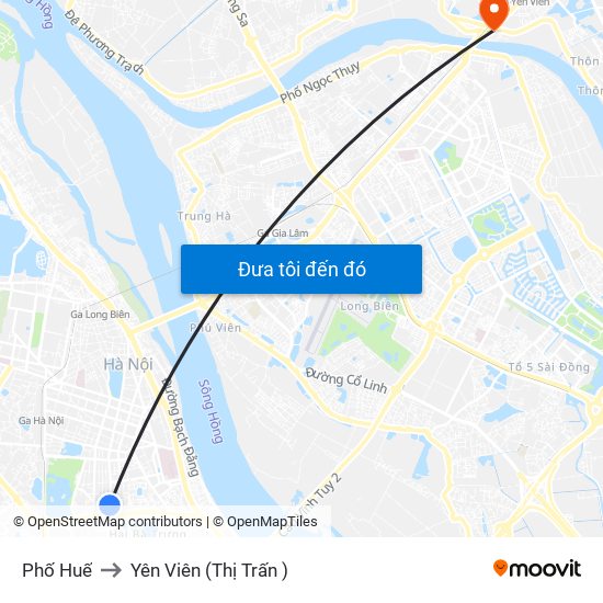 Phố Huế to Yên Viên (Thị Trấn ) map