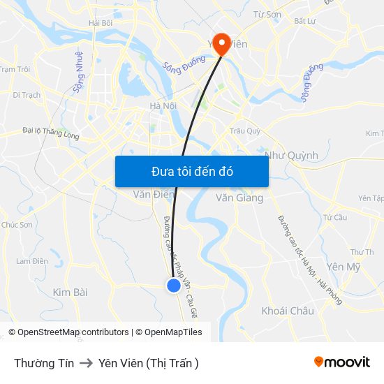 Thường Tín to Yên Viên (Thị Trấn ) map
