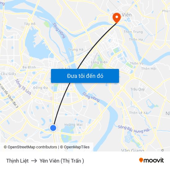 Thịnh Liệt to Yên Viên (Thị Trấn ) map
