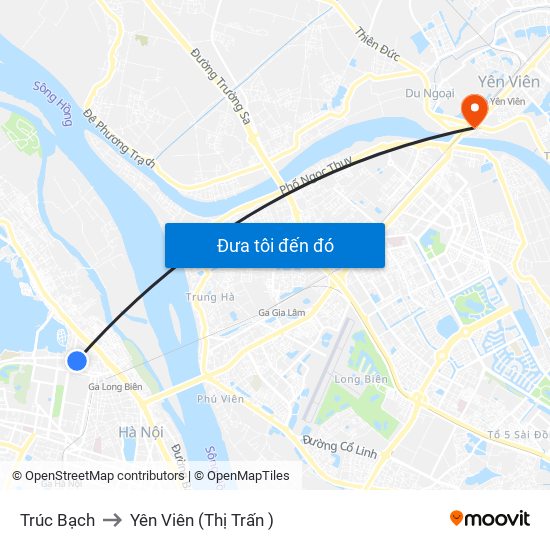 Trúc Bạch to Yên Viên (Thị Trấn ) map