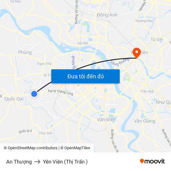 An Thượng to Yên Viên (Thị Trấn ) map
