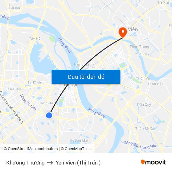 Khương Thượng to Yên Viên (Thị Trấn ) map