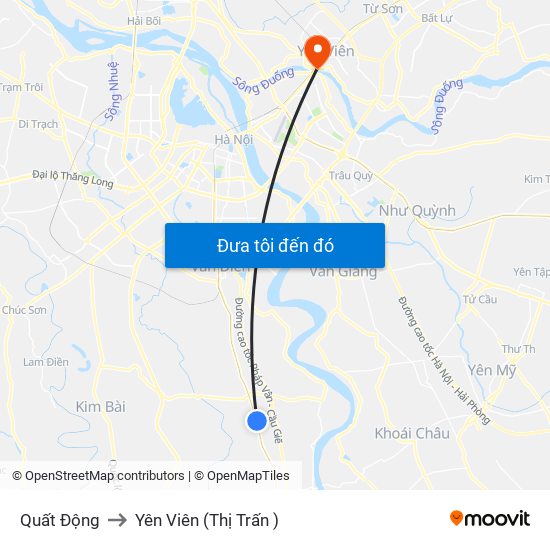 Quất Động to Yên Viên (Thị Trấn ) map