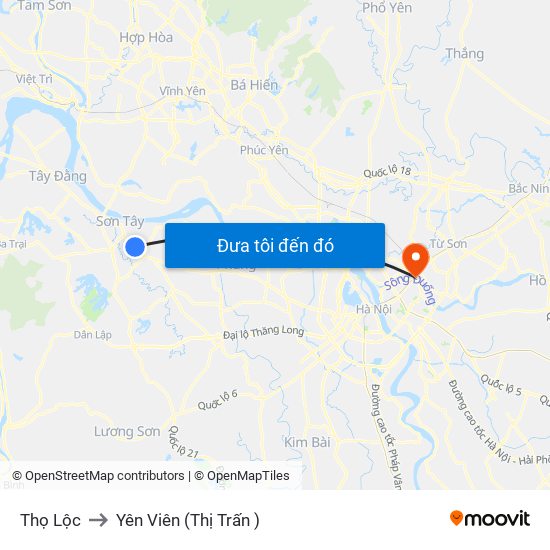 Thọ Lộc to Yên Viên (Thị Trấn ) map