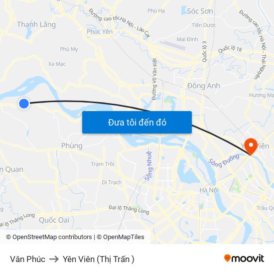 Vân Phúc to Yên Viên (Thị Trấn ) map